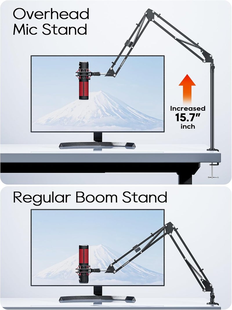 CACENCAN M05 Boom Arm, 360° Rotatable Microphone Stand with Desk Mount (White (Overhead)) - Image 4